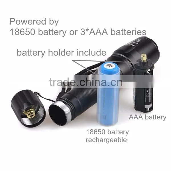 TP-1877 XML T6 / U2 LED Powerful Light / Zoomable Power Flashlight With Nylon Bag photo-4