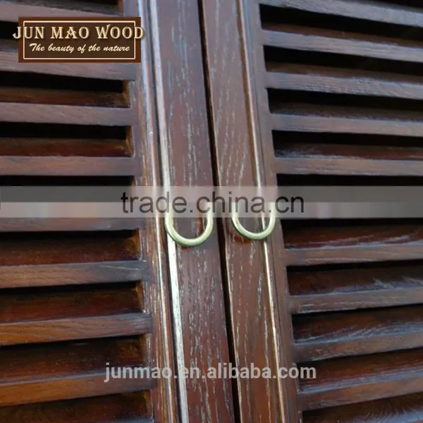 Solid Wooden Design Four Shutters Cabinet Oak Wall Wardrobes Bedroom photo-3