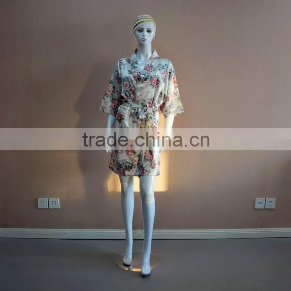 Printing Sexy Satin Silk-like Women Bathrobe photo-2
