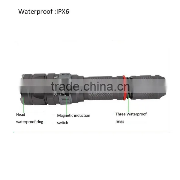 C89 Aluminum Alloy 500lumens High Power Wateroroof Rechargeable Flashlight Diving Torch With 5 Lighting Modes photo-2