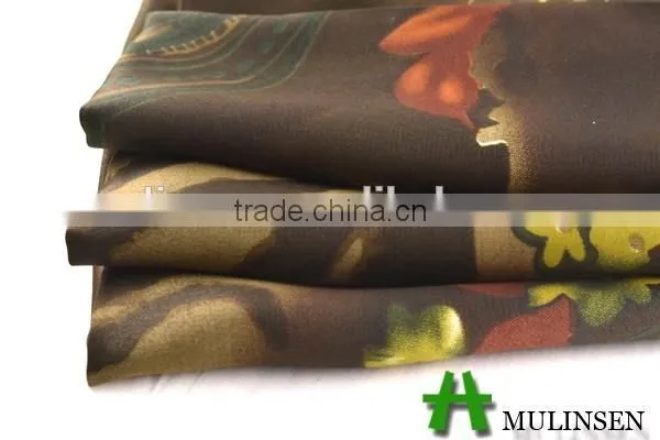 Shaoxing Textile Polyester 50D Floral Satin Dress Fabric/ Satin Nightwear Fabric photo-3