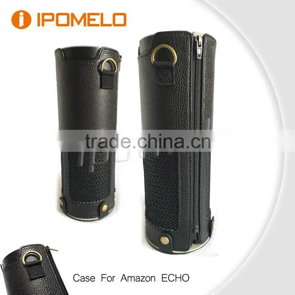 Bluetooth Speaker Carrying Case for Amazon Echo, Premium Vegan PU Leather Protective Cover for Amazon Echo With Holding Strap