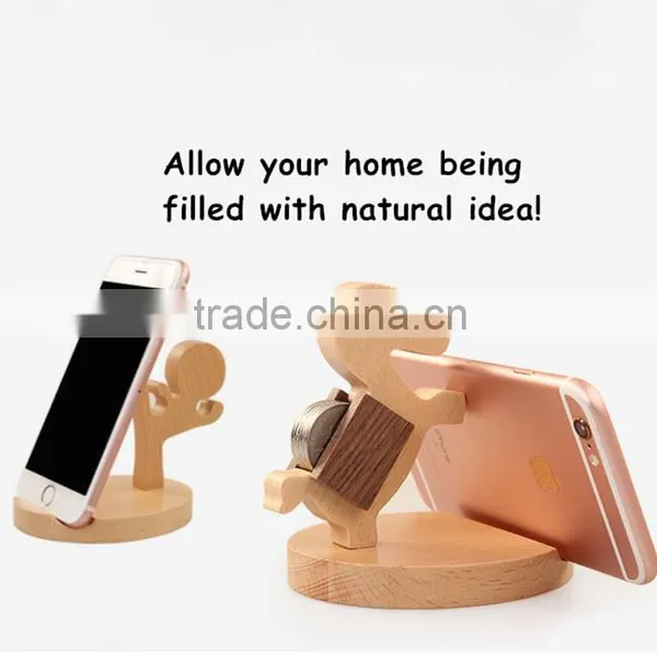 OCASE Lovely Creative Gift Item Mobile Phone Holder Natural Beech Wood Tablet Stand Model photo-2