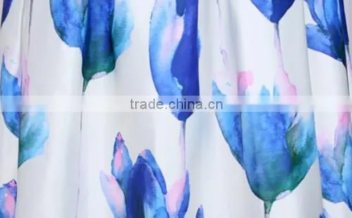 Women Fashion Retro Elegant Elastic High Waist Zipper Flower Print Pleated Midi Skirt photo-2