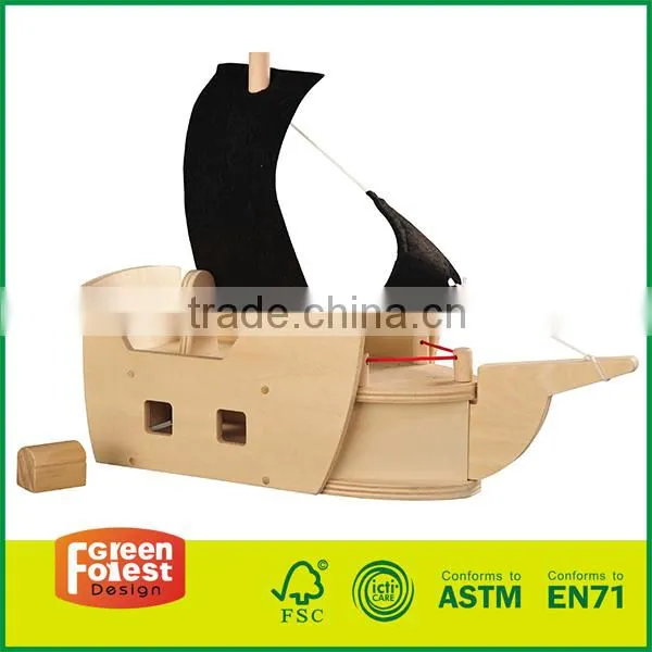 DIY Unfinished Wood Toy Pirate Ship Wooden Diy Airplane