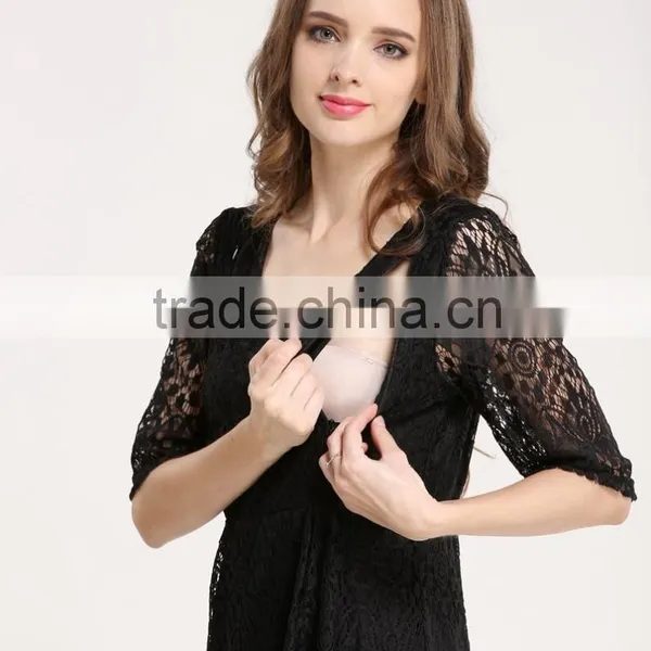 Elegant Lace Breastfeeding Party Dress Maternity Clothes Fashionable photo-3