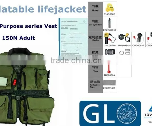 OEM 150N Adult Solas EC ISO12402 Approved 150N Inflatable Life Jacket Life Vest photo-2