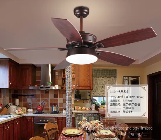 110-240v 18w Orient Wine Wood Blade Ceiling Fan With Led Light 3 Color Light