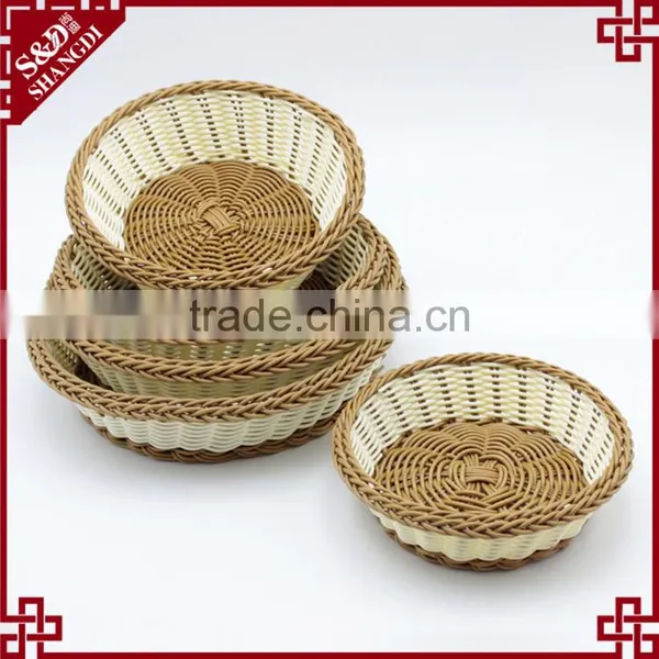 Set of 5 Design Eco-friendly Plastic Wicker Woven Fruit Bread Basket Mini Baskets Wholesale photo-2