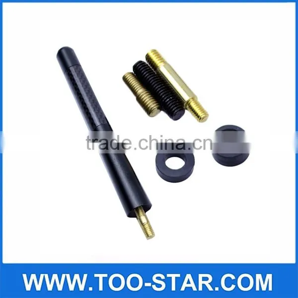 Metal Black 4.7" Carbon Fiber Sports Short Car Antenna Adjustable TRD Logo Aerials photo-2