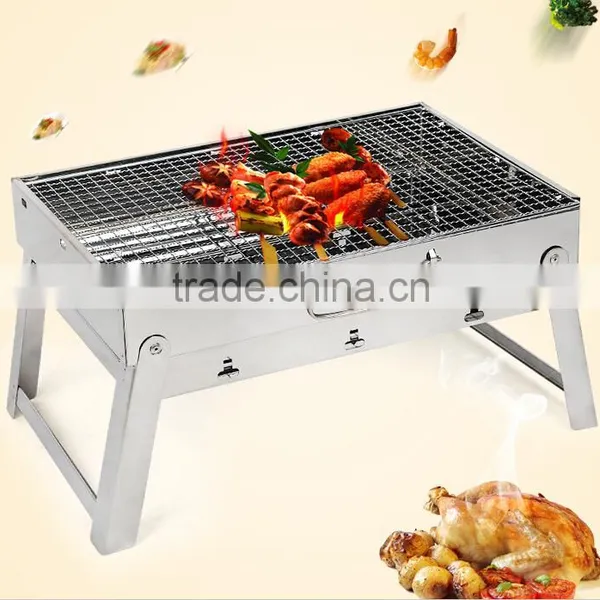 BBQ Grill White Stainless Steel Family Use Easy to Take Outdoor