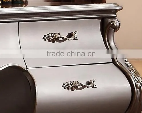 European Style Luxury Executive Office Desk, Classic Wood Carving Writing Table, Silver Foil Home Office Furniture (BF01-ML019) photo-5