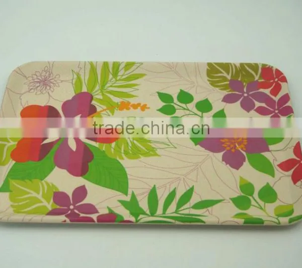 Anhui Green Selling Green Bamboo Fibre Natural Biodegradable Dishes Tray for Home Party photo-3