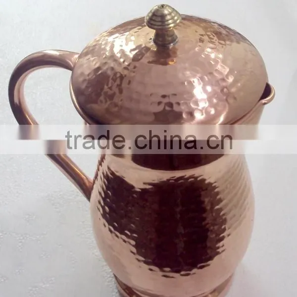 LATEST 100% SOLID COPPER WATER PITCHER, HAMMERED COPPER WATER POT, INDIAN MANUFACTURER OF 100% COPPER WATER JUG photo-5