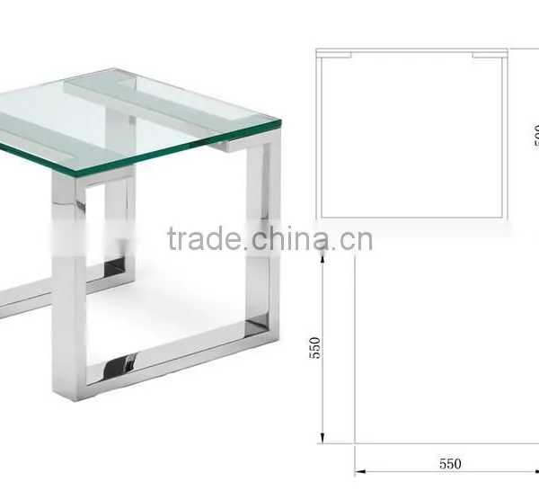 Square Polished Durable Stainless Steel Living Room End Side Table With Acrylic photo-3