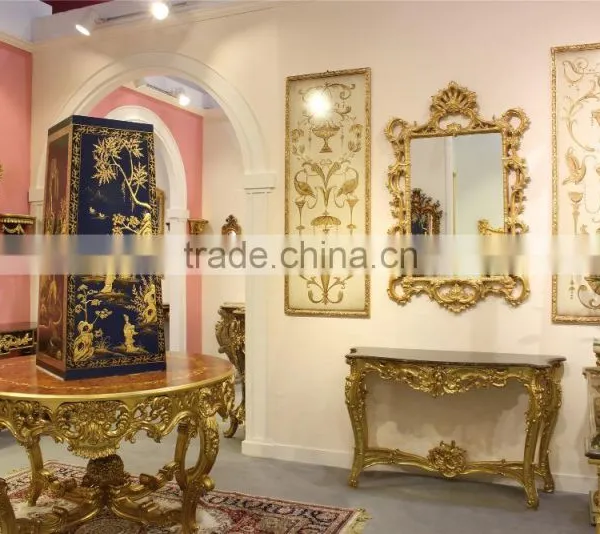 Gold Leaf Antique Marble Console Table For Home Decor Art photo-4