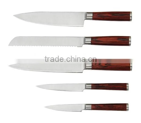 A3373 High Quality Cast Stainless Steel Bolster "V" Shape Ground Blade 5pcs Stainless Steel Knife Set photo-4