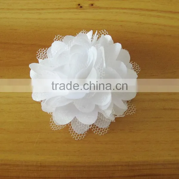 Fabric Satin and Mesh Flower Clip for Kids Hair Accessories photo-4