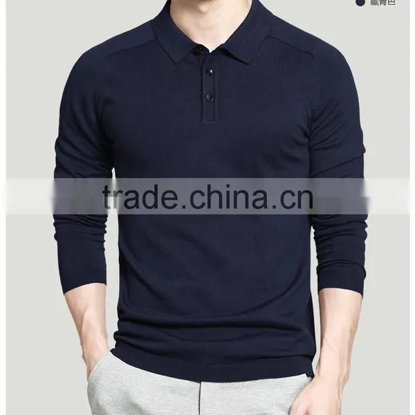 100% Cotton Long Sleeve Mens Slim Fit Printing Embroidery Plain Blank Polo T-shirt photo-4