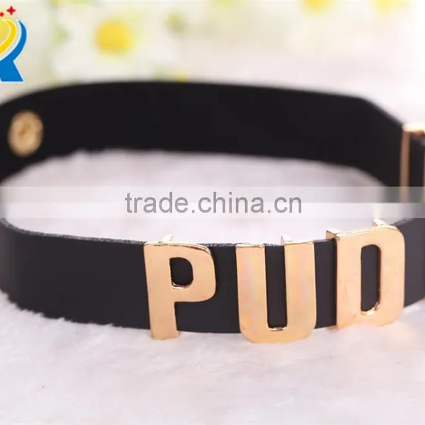 Hot Women Black Choker Collars Leather Puddin Necklace photo-6