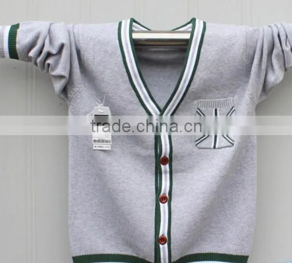 Wholesale Custom OEM Kids Plain Knitting Children Baby Unisex Boys Shcool Cardigan photo-2