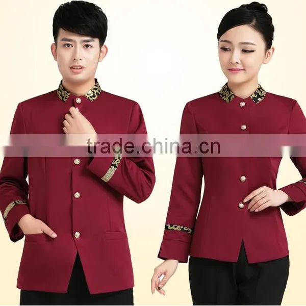 Juqian Custom Elegant High Quality Fashion Waiter and Waitress Reception Hotel Uniform for Autumn Winter photo-2