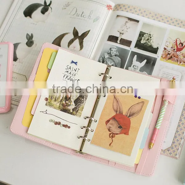 2017 Fashion Macaroon Candy Color A5./A6 PU Cover Planner With Clasp Button /elastic Band ,loose Leaf Organzier Agenda With Logo photo-2