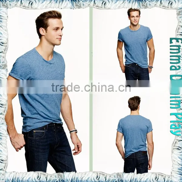 2016 Latest Customized Style Fashion Sexy Men's High Quality Soft Cotton Boat Neck T-shirts photo-4