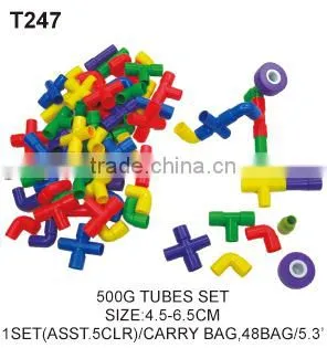 500g Colorful Connect Tube Plastic Educational Building Blocks Shapes Toy For Kids photo-2