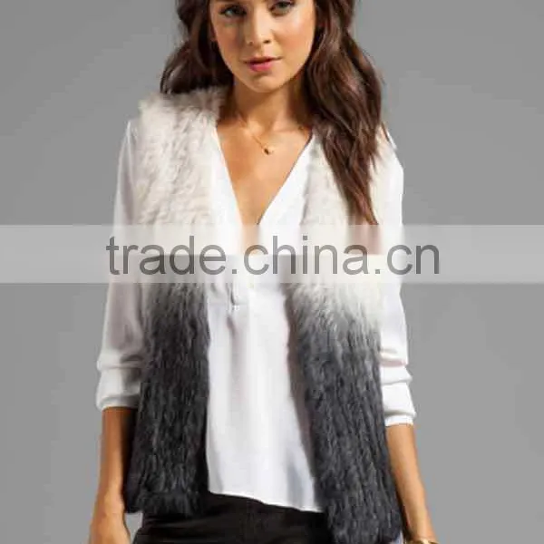 YR554 Fashion Women Short Style 1*1 Knit Rabbit Fur Vest Wholesale and Retail All Accept~Degrade~~ photo-2
