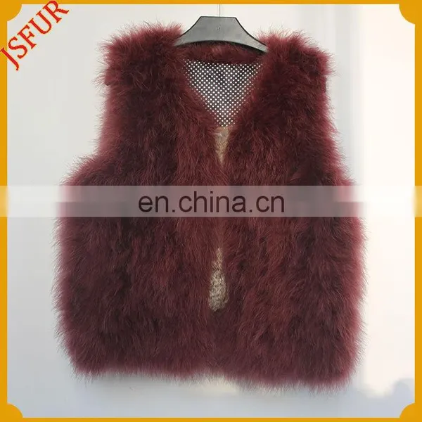 2015 Newest Design Brief Style Women Real Turkey Feather Vest Spring Coat photo-2