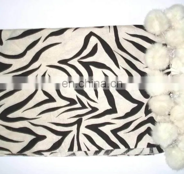 Paiseley Design Shawls With Fur Balls photo-6