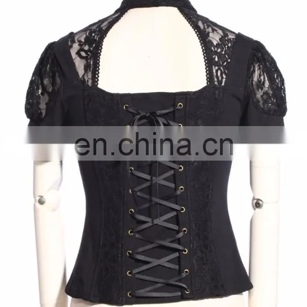 Steam Punk Short Sleeve Neck Choker Top photo-3