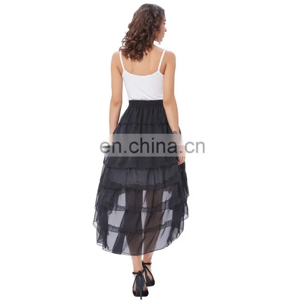 Belle Poque Women Ladies Amelia Steampunk Elastic Waist Ruffled Chiffon Black Color Cake Skirt BP000227-1 photo-5