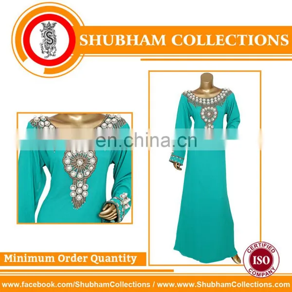 Moroccan Dubai African Fancy Embroidery Stone Work Kaftan Farasha Abaya Kaftan