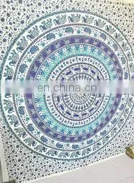 Elephant Floral Mandala Tapestry With Hand Block Bedspread Bed Sheet Throws Tapestries Hippie Gypsy Mandala Yaga Mat