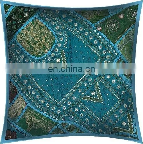 Sequins Patches Cushion Cover, Khambria Cushion Cover, Cotton Cushion Cover photo-3