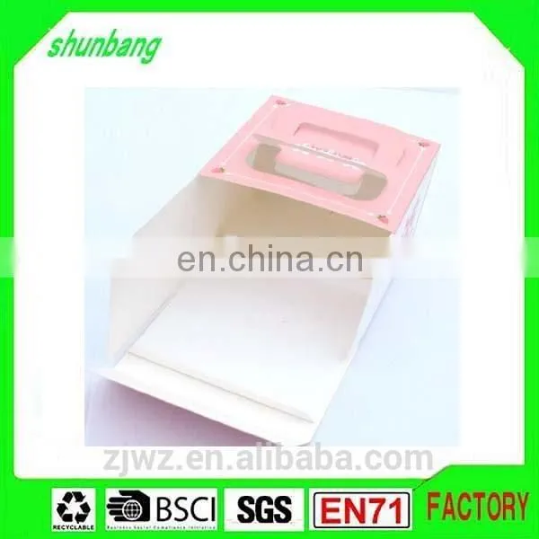 2015 Foldable Art Paper Pink Color Paper 4 Inch Cake Box With Handle photo-3