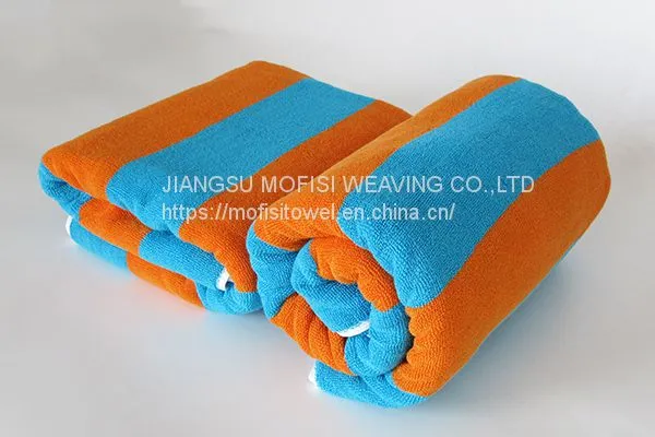 Blue and Orange Color Stripe 100% Cotton Beach Pool Towel photo-3