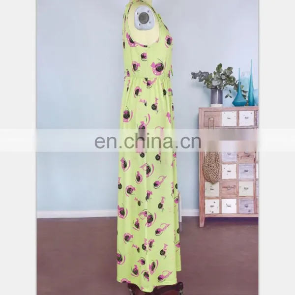 2019 Mommy and me Clothing Knit Cotton Little Girls Green Floral Printed Baby Summer Dresses photo-6