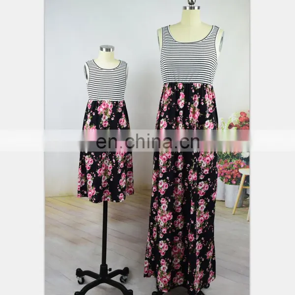 Mother and Daughter Long Maxi Floral Printed Beach Sleeveless Vest Dress Matching Clothes Dress (this Link for Girls,0-6years) photo-6