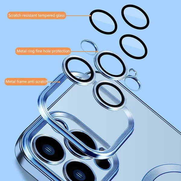 Equipped With Lens Film Mobile Phone Case Car Mounted Magnetic Attraction For Iphone 12/13/14 Pro Max All Inclusive Transparent photo-5