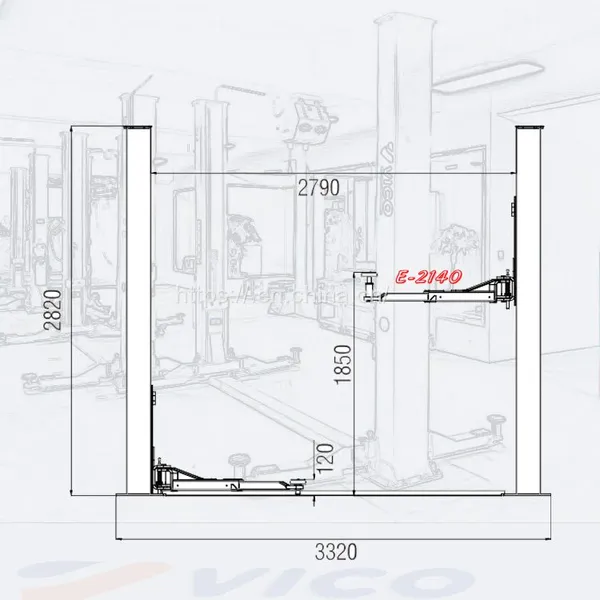 4 Ton Eight Bended Post With Two 2 Post Side Manual Release Hydraulic Car Lift V-LZW-E-2140 photo-4
