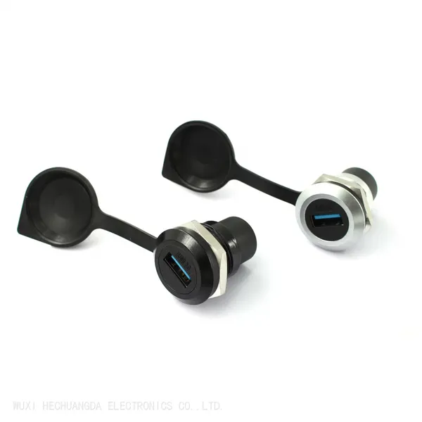 Round Type Zinc Alloy Data Signal Extended Transmission USB3.0 Surface Panel Mount Socket With Dust Cap photo-2