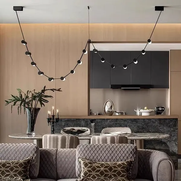 Masolight Leather Belt Zigzag LED Pendant Light | Linear Chandelier