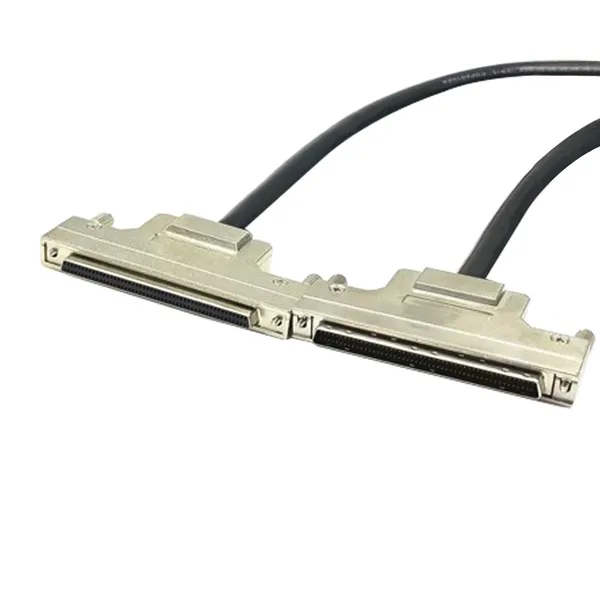 100-Pin HPDB100 Male-to-Female SCSI Cable With Metal Housing