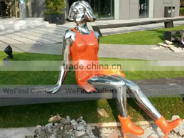 Woman Shaped Metal Stainless Steel Statue photo-3