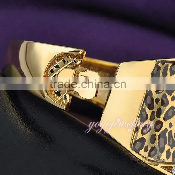 Ladies Fashion Bracelet Leopard Stylist Crystal 18k Gold Filled Cuff Bangle photo-4