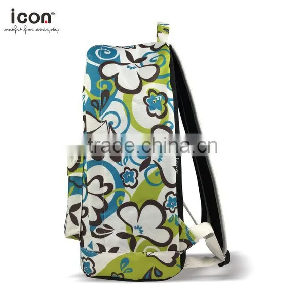 Colorful Flower Pattern 600d Polyester Backpack photo-3