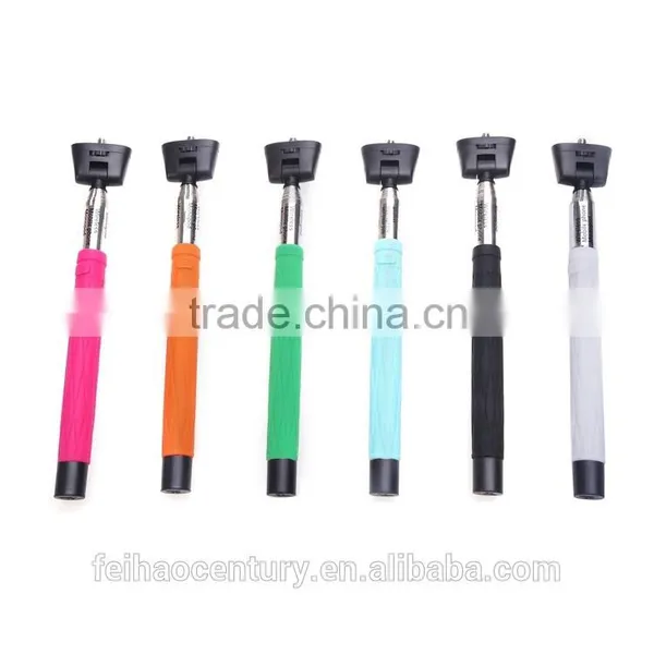 2015 Wholesale Fashion Fodable Pocket Cable Monopod Bluetooth Selfie Stick With Mirror photo-2